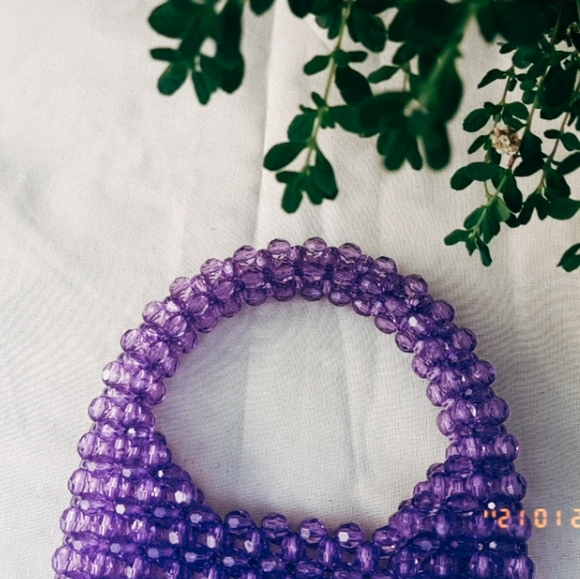 SOLD Purple Mini Crystal Beaded Handbag - Picture 2 of 4